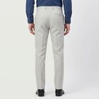 Men's Grey Slim Fit Flat-Front Formal Trousers, हल्का ग्रे, small