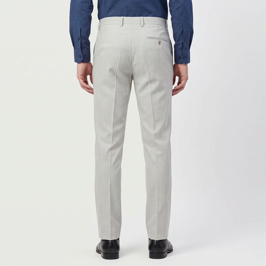 Men's Grey Slim Fit Flat-Front Formal Trousers, हल्का ग्रे, large