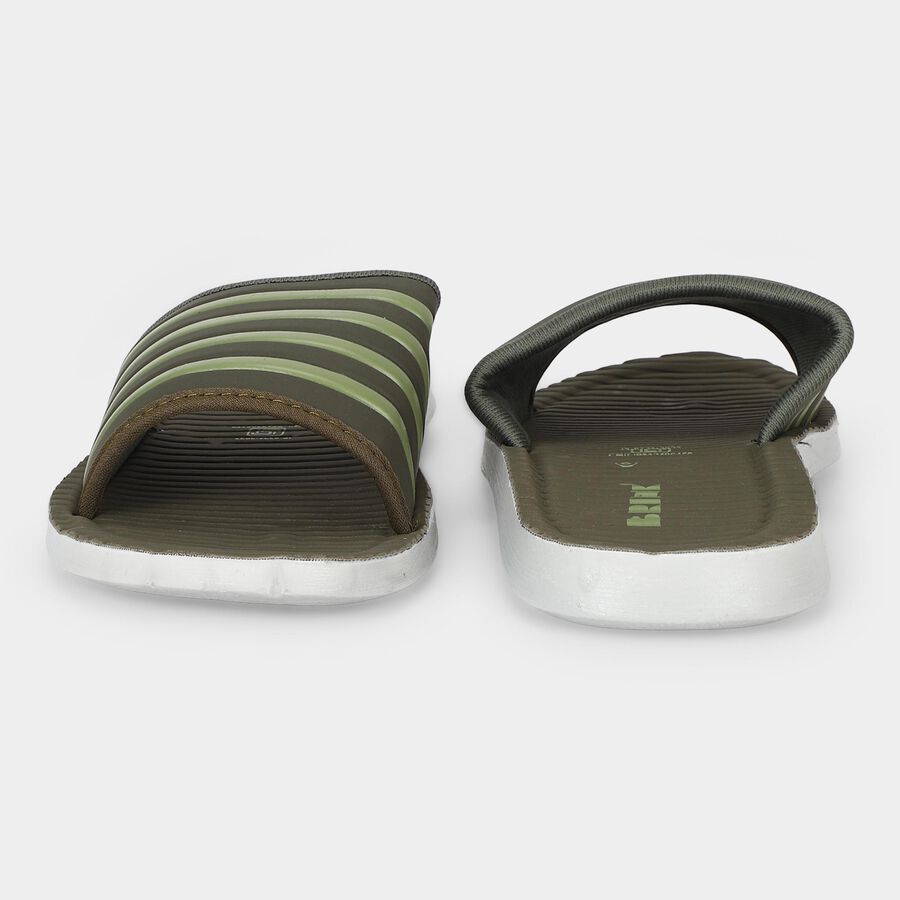 Men's Olive Green Slip-On Slide Sandals, ओलिव, large