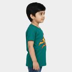 Boys' Green 100% Cotton Round Neck Graphic Print Baba Suit, गहरा हरा, small