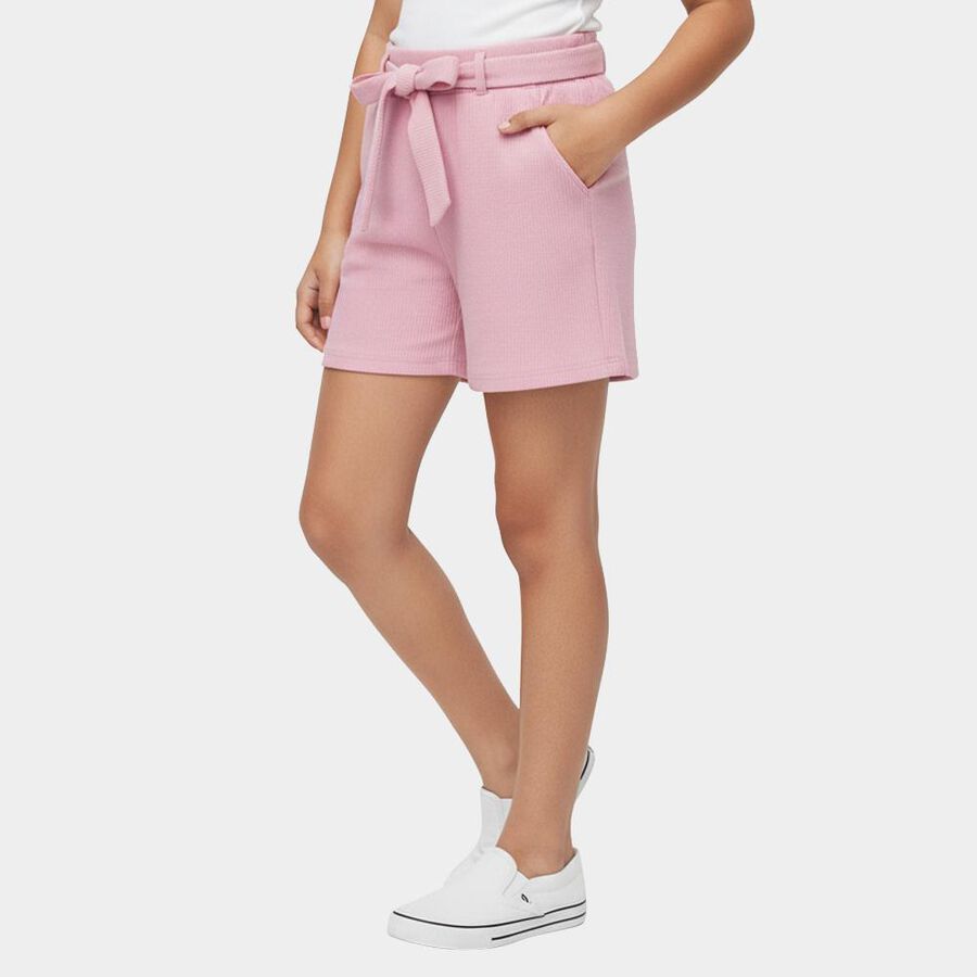 Girls' Pink Vibrant Regular Fit Shorts, गुलाबी, large