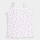 Girls Peach and White Cotton Round Neck Casual Vest, Peach, small image number null