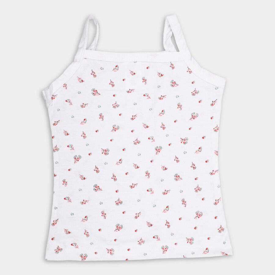 Girls Peach and White Cotton Round Neck Casual Vest, Peach, large image number null