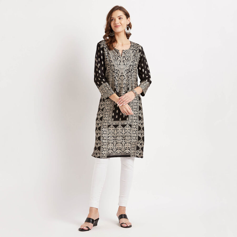 Printed Kurta, Black, large image number null