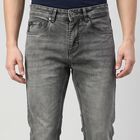 Men's Grey Slim Fit Faded Jeans, हल्का ग्रे, small