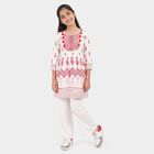 Girls Pink Round Neck Fusion Set Upper and Bottom Set, Pink, small
