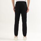 Men's Jet Black Slim Fit Elasticated Casual Trousers, Black, small