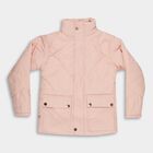 Girls' Light Pink High Neck Quilted Jacket, Light Pink, small image number null