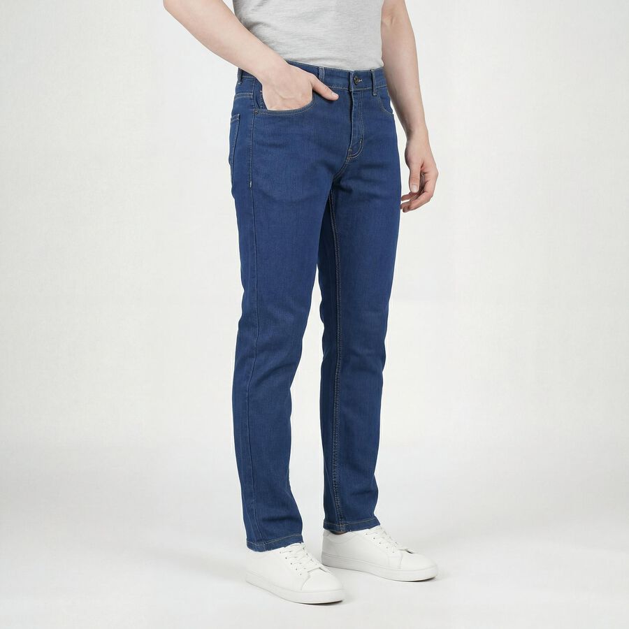 Men's Blue Slim Fit Jeans, Mid Blue, large