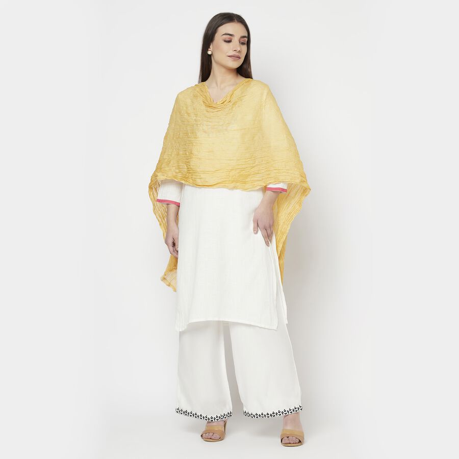 Solid Crinkled Dupatta, Beige, large image number null