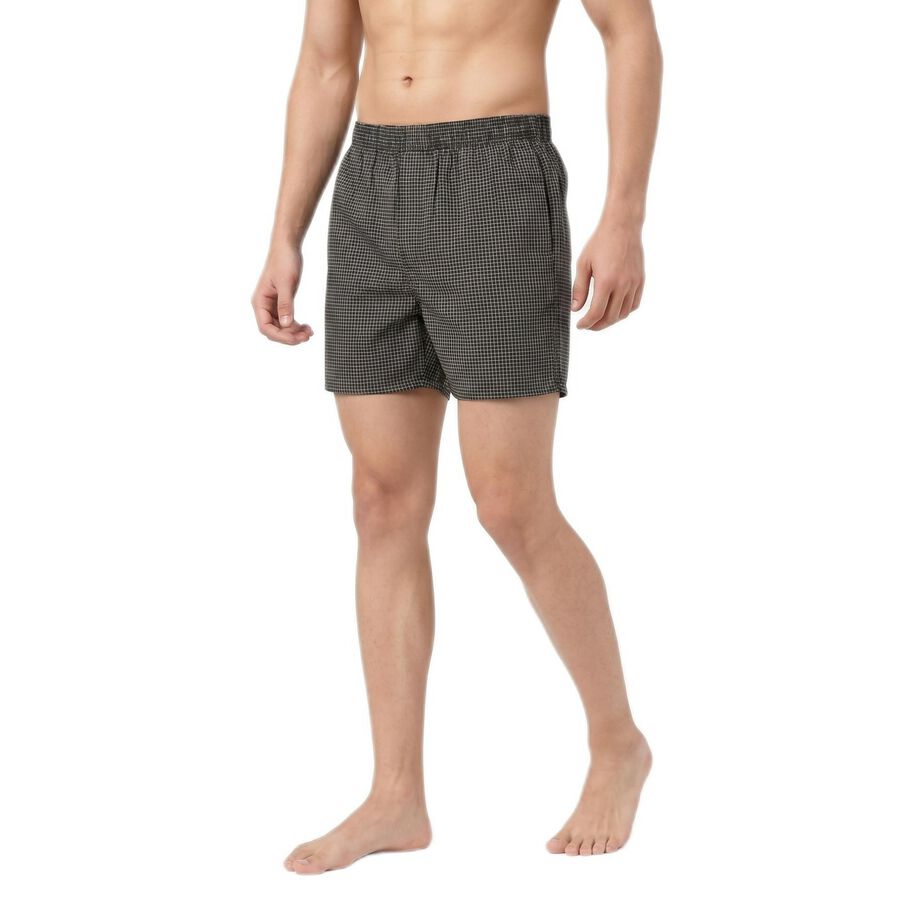 Men's Black Classic Fit Solid Boxers, काला, large
