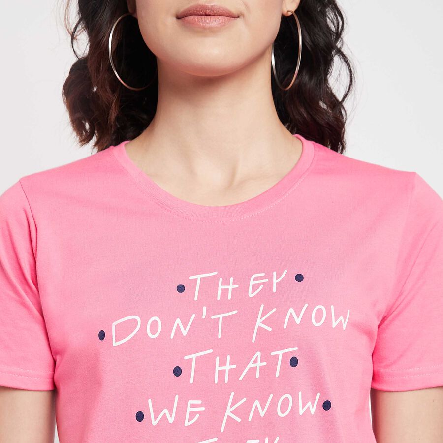 Round Neck T-Shirt, Pink, large image number null