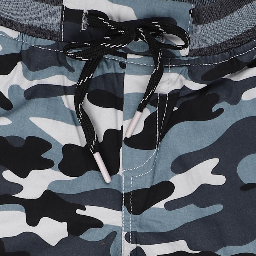 Boys' Light Grey Regular Fit Printed Bermuda Shorts, हल्का ग्रे, large