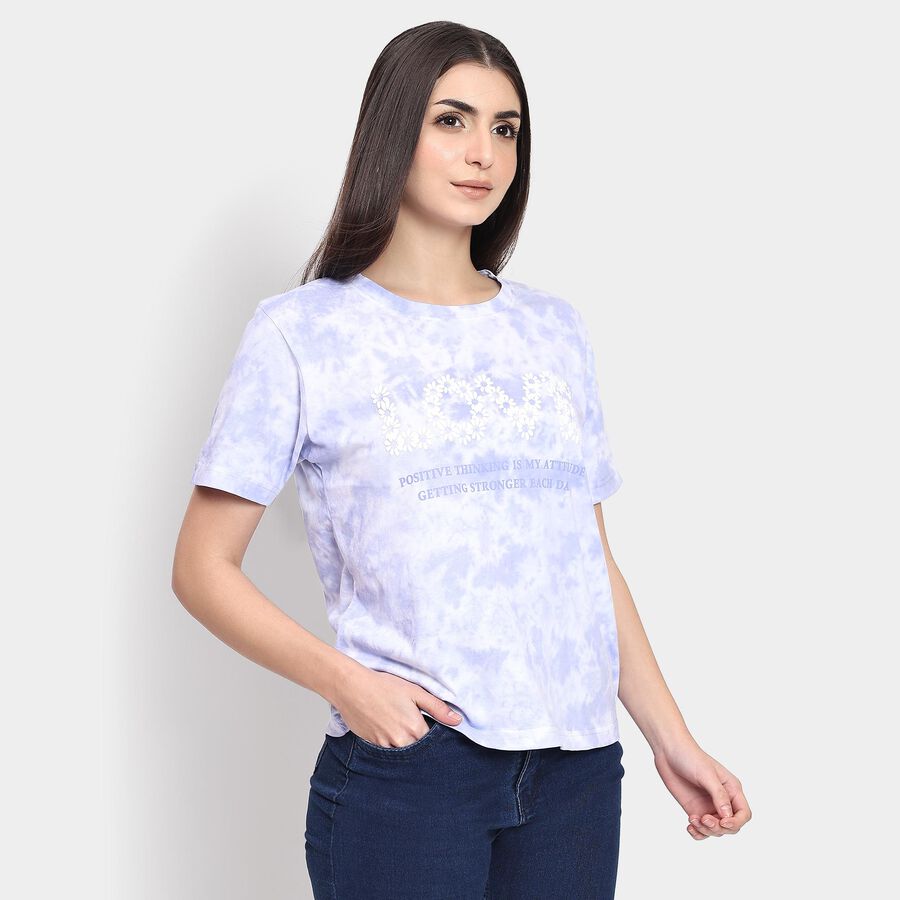 Ladies' 100% Cotton Round Neck T-Shirt , लाइलेक, large image number null