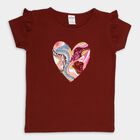 Girls' 100% Cotton T-Shirt , Wine, small image number null