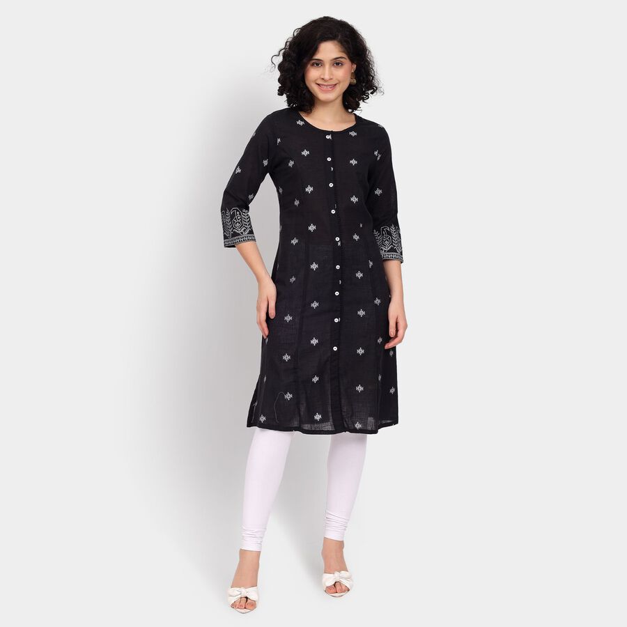 Ladies' 100% Cotton Kurta, काला, large image number null