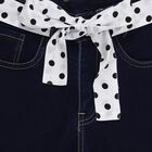 Girls' Deep Navy Blue Cotton Blend Polka Dot Belt Capri, Mid Blue, small image number null