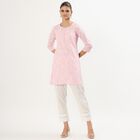 Women's Soft Pastel Pink Round Neck Floral Printed Kurta, गुलाबी, small image number null