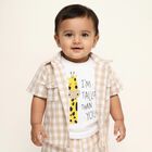 Infants Light Beige Cotton Half Sleeve Classic Casual Shirt, Beige, small image number null