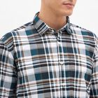 Men's Dark Teal Green Cotton Full Sleeve Spread Collar Classic Shirt, Teal Blue, small