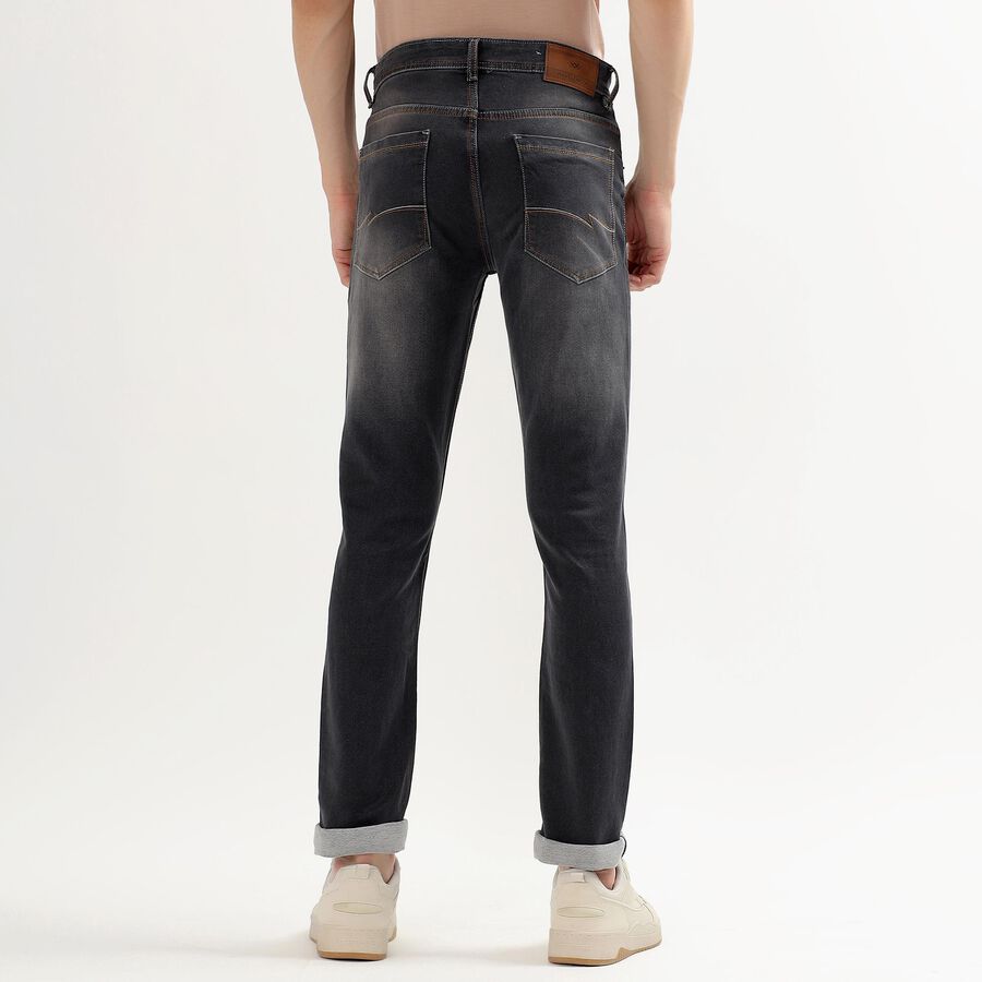 Men's Faded Black Skinny Fit Five Pocket Jeans, Dark Grey, large image number null