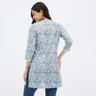 Women's Muted Powder Blue Cotton V-Neck Floral Printed Kurta, Light Grey, small image number null
