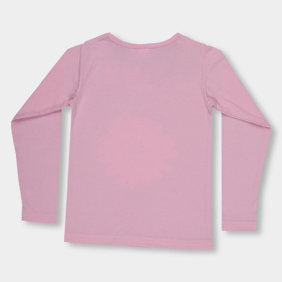 Girls' Light Pink Cotton Round Neck Casual Top, Lilac, large image number null