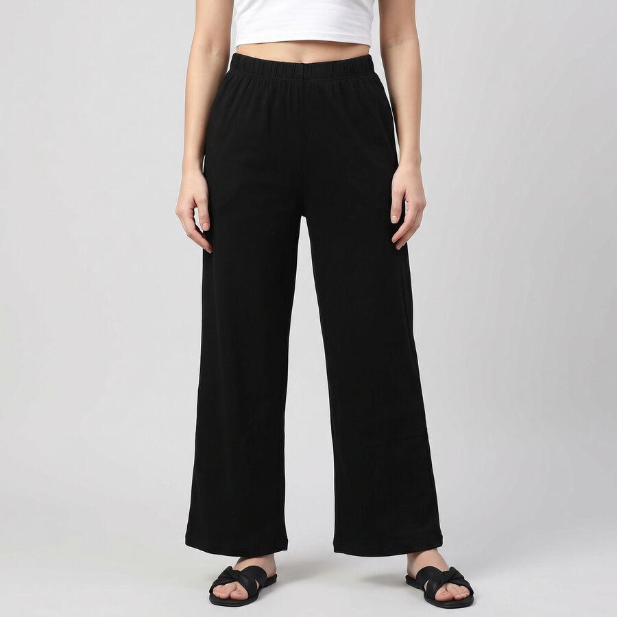 Women's Black Palazzos, काला, large