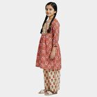 Girls' Beige Round Neck Bohemian Fusion Set, गहरा पीला, small