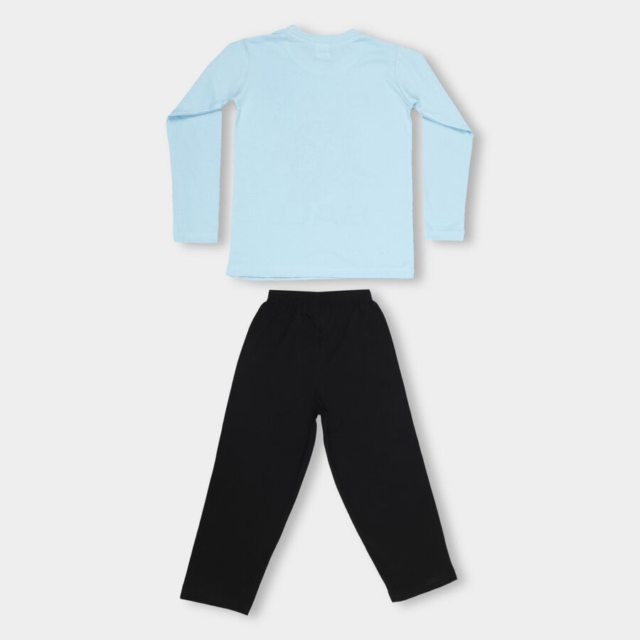 Boys' Light Blue Round Neck Graphic Baba Suit, हल्का नीला, large image number null
