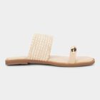Women's Light Beige Slip-On Flat Sandals, पीच, small