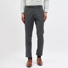 Men's Charcoal Grey Slim Fit Checkered Formal Trousers, Dark Grey, small image number null