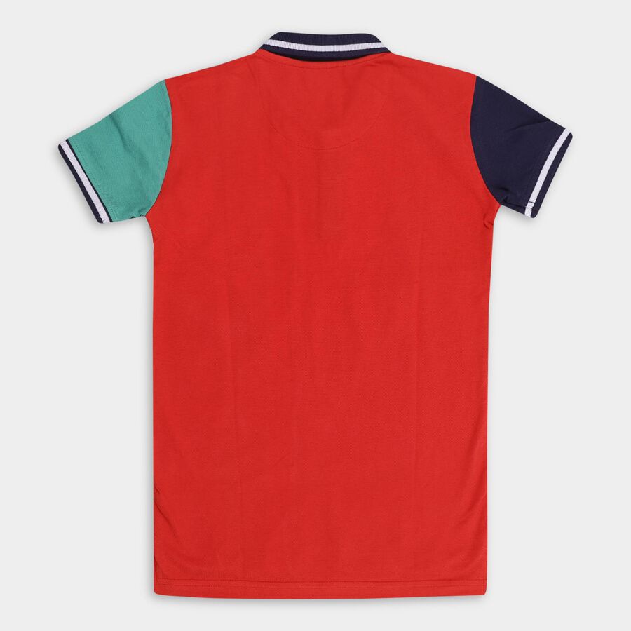 Boys' 100% Cotton Half Sleeves T-Shirt , Red, large image number null