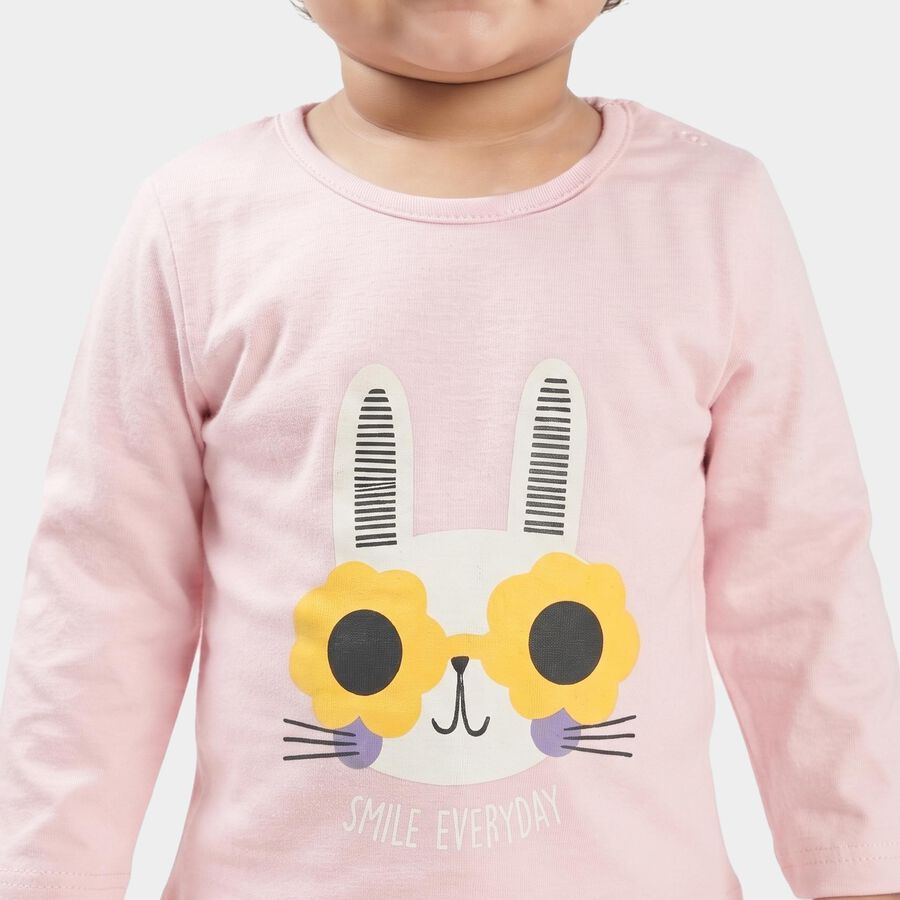 Infants Pink Cotton Round Neck Lounge Hipster Set, Light Pink, large
