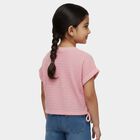 Girls' Pink Round Neck Casual T-Shirt, Light Pink, small