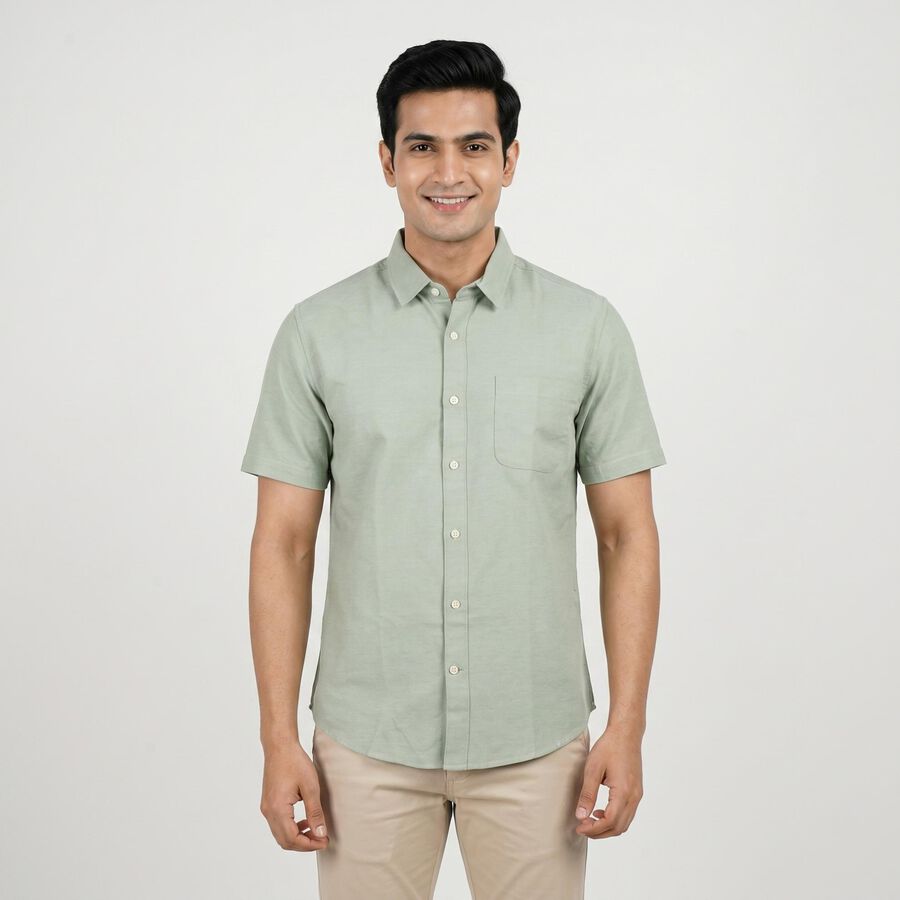 Men's Green Casual Shirt, हल्का हरा, large