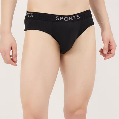 Men's Black Regular Fit Cotton Briefs