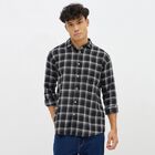 Men's Dusty Charcoal Black Button-Down Casual Shirt, Black, small