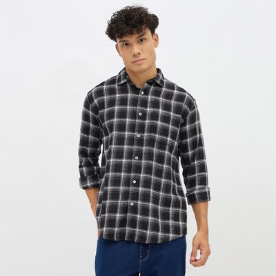 Men's Dusty Charcoal Black Button-Down Casual Shirt