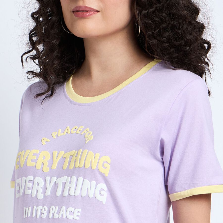 Ladies' 100% Cotton Round Neck T-Shirt , Lilac, large image number null
