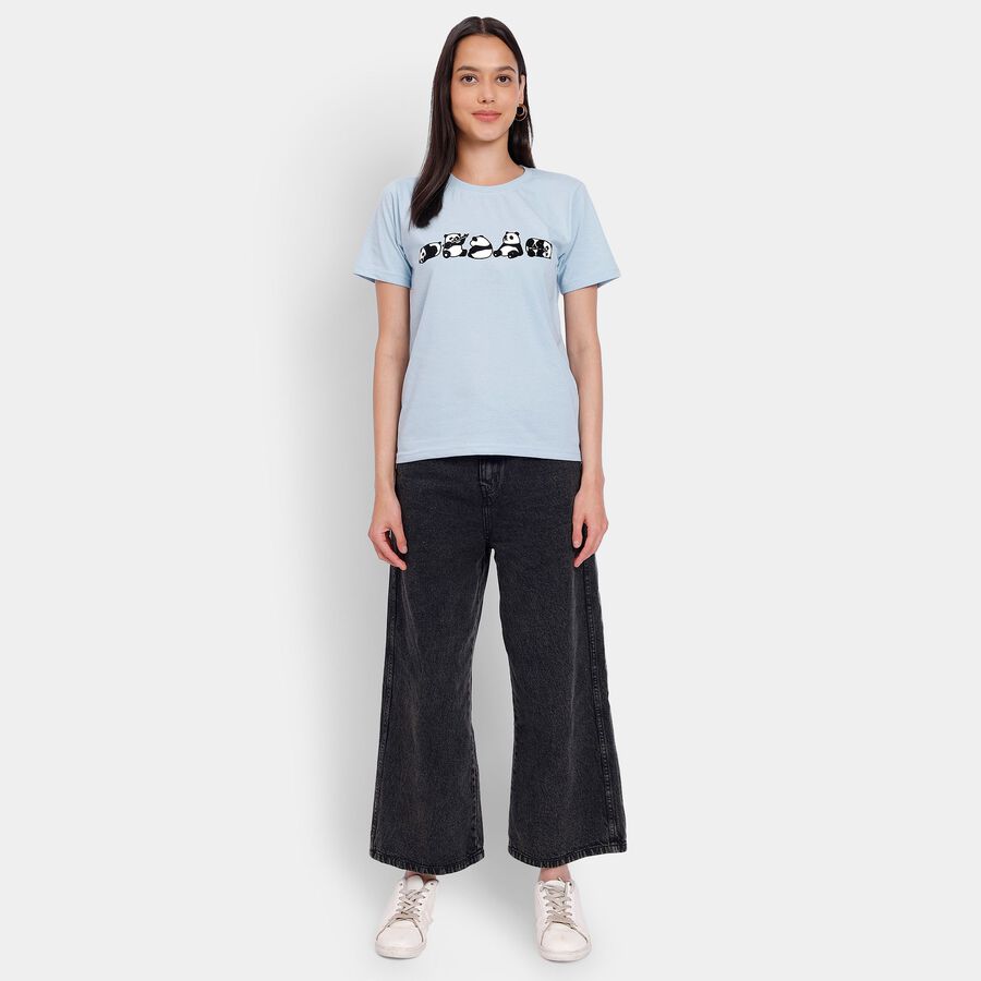 Ladies' Round Neck T-Shirt, हल्का नीला, large image number null