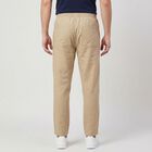 Men's Beige Slim Fit Drawstring Casual Trousers, खाकी, small