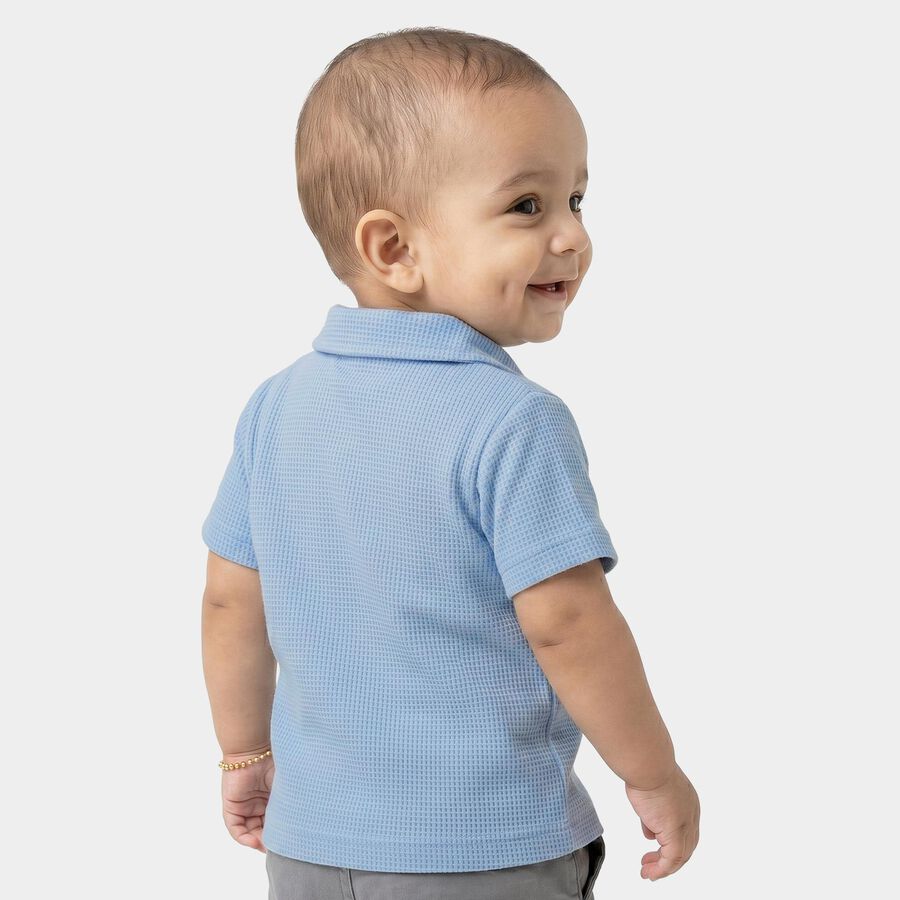 Infants Light Blue Cotton Polo Neck Polo T-Shirt, हल्का नीला, large