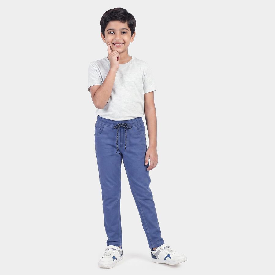 Boys' Blue Straight Fit Drawstring Waist Jeans, Light Blue, large