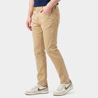 Men's Beige Slim Fit Solid Jeans, गहरा पीला, small