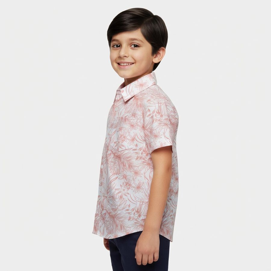 Boys Peach Cotton Half Sleeve Classic Casual Shirt, Peach, large
