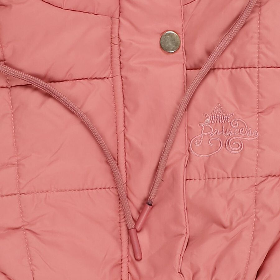 Girls Light Pink Hooded Casual Jacket, हल्का गुलाबी, large image number null