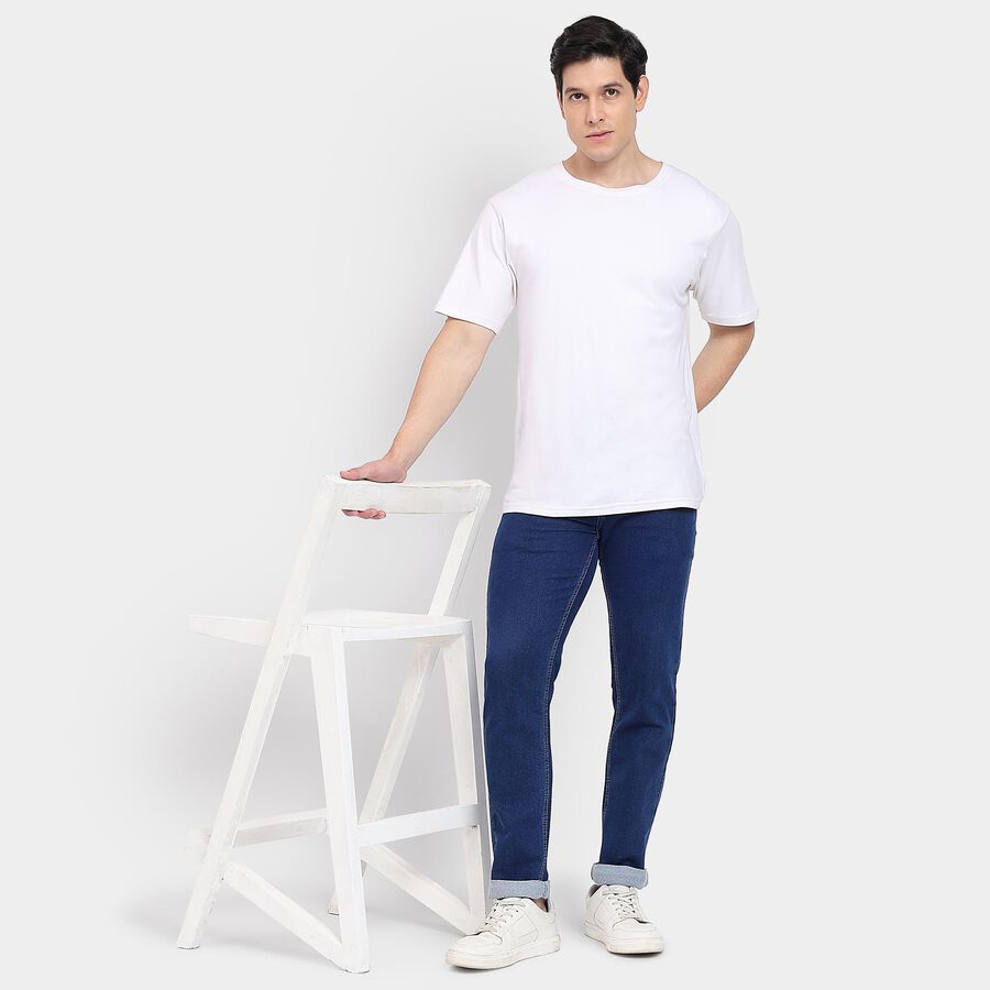 Men's Slim Fit Jeans, मध्यम नीला, large image number null
