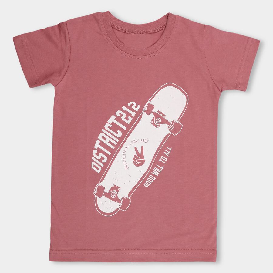 Boys' Half Sleeves T-Shirt , Pink, large image number null