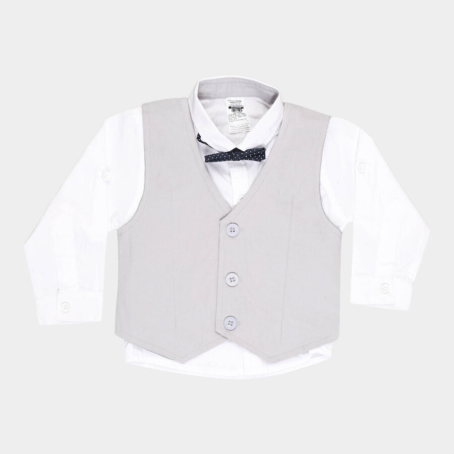 Infants Cotton Solid Casual Shirt, Light Grey, large image number null